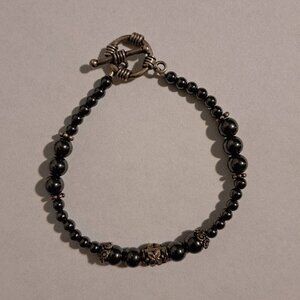 Hematite and Sterling Silver 7.5" Magnetic Bracelet